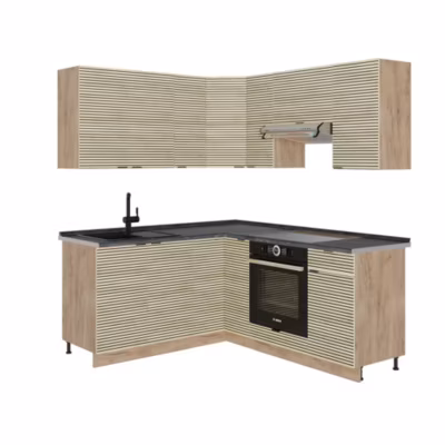 Vicco Cuisine en angle Chêne lambris/chêne doré 160x190cm , PT Anthracite