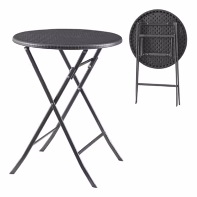 Table de camping pliante Mark 60 x 74 cm effet rotin noir en.casa