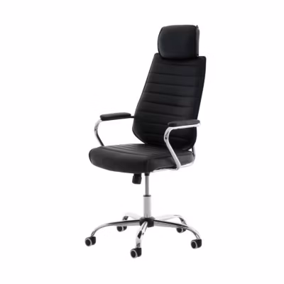 Fauteuil de bureau CLP Rako Similicuir noir métal chromé 120kg
