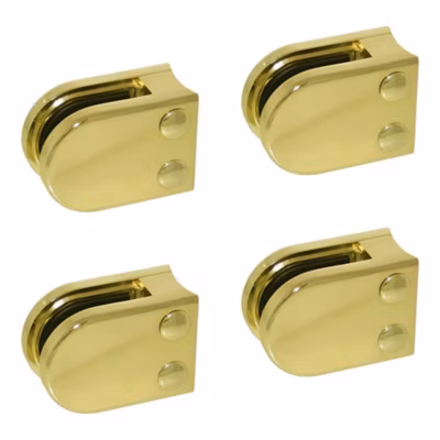 4 x Pince à verre pour tube diam. 42,4 modèle 02 – Ep. verre 10 mm – Zamak aspect laiton