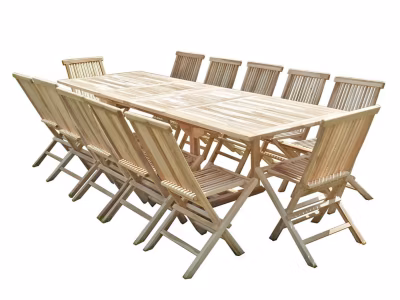 Salon de jardin en teck BATAN 12 chaises