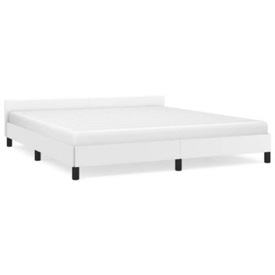 Lit double, Lit adulte, Cadre de lit avec tête de lit sans matelas blanc 160×200 cm