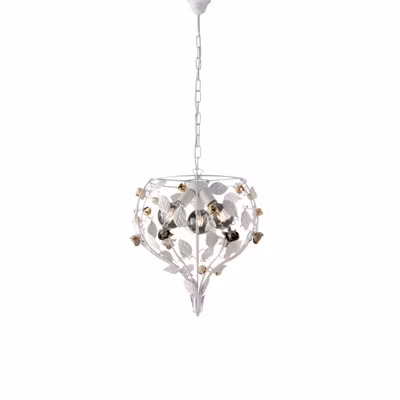 Bella Lustre Shabby en fer laqué blanc 3 lumières 113 d.49 BL196-3-BCO