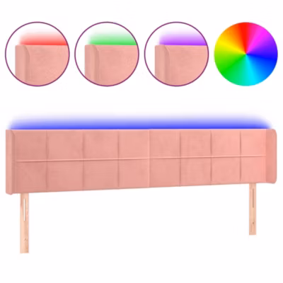 Tête de lit à LED Rose 203x16x78/88 cm Velours vidaXL