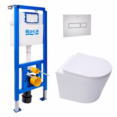 Pack WC bâti-support + WC suspendu sans bride Swiss Aqua Technologies avec abattant SoftClose + plaque (ROSTINWR05-FR)