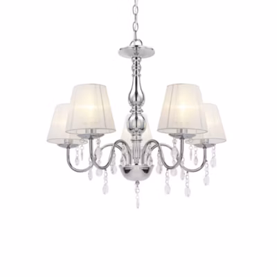 Lustre plafonnier 5xE14 chrome blanc 45 Cm lux.pro