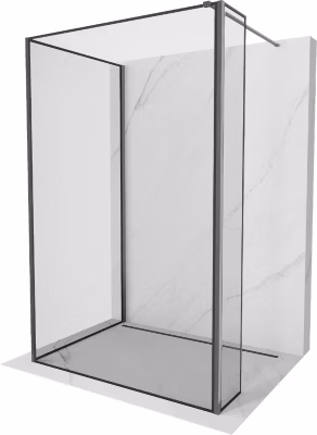 Mexen Kioto paroi de douche Walk-in 90 x 90 x 30 cm, cadre noir, gris canon brossé – 800-090-090-221-66-70-030