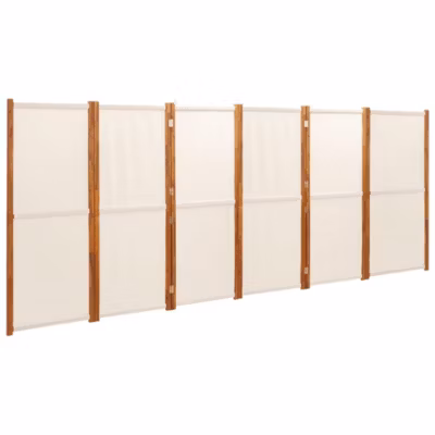 Cloison de séparation 6 panneaux Blanc crème 420×180 cm vidaXL
