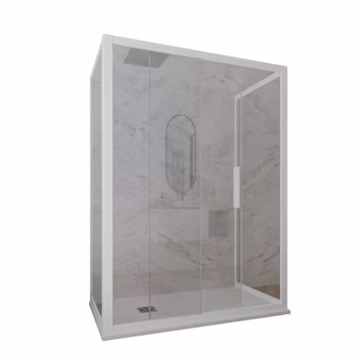 Cabine parois de douche 3 côtés coulissantes 80x170x80 cm H 200 en PVC Blanc Verre Transparent mod. Glax 3 lati