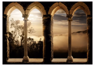 Papier peint intissé panoramique ville et architecture mountain monastery 100×70 cm