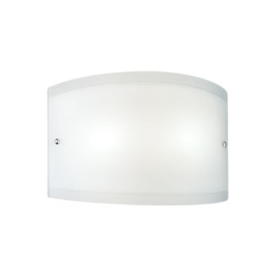 Applique Lecce verre satiné blanc 35x12cm, 1xE27 max 42W, structure métal chromé, IP20, style épuré, ampoule non incluse
