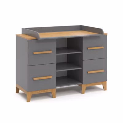 Vitalispa Commode à langer Gris 133x98cm XL avec 4 tiroirs