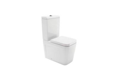 Pack WC Compact caréné blanc SANINDUSA ADVANCE 61,5×36,5 chasse d&rsquo;eau par le coté, évacuation arrière ou dessous, abattant inclus