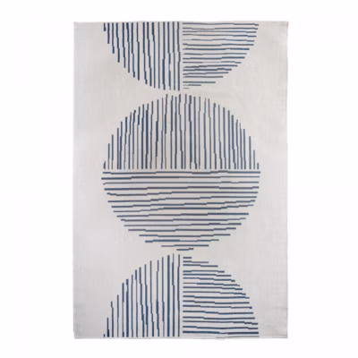 Tapis extérieur, kilim reversible AV REVERSIBLE, écru, bleu