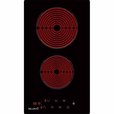 BELDEKO Plaque Vitrocéramique 2 Foyers Extra Plate Encastrable – 3000W – Commandes Tactiles Minuteur – Marque Française