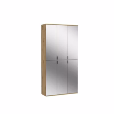 Kai – Combinaison de vestiaires (L/H/P : 91x193x34 cm) en imitation chêne Artisan et verre miroir