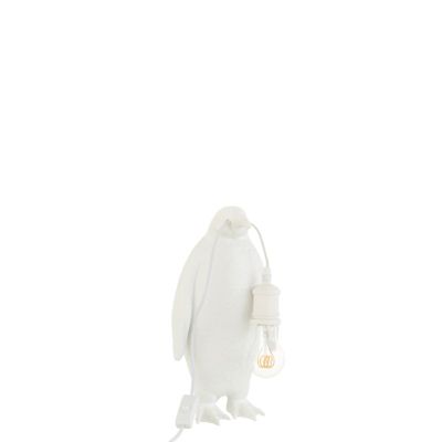 Lampe pingouin en résine Blanc 18,5×18,5x35cm