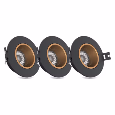 Xanlite – Lot 3 Spots GU10 50W 2700K Rond orientable Noir et or IP20 – PACK3SP50RANO