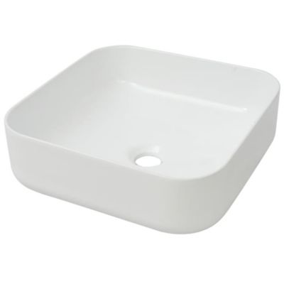 Vasque à poser, Lavabo carré Céramique Blanc 39x39x13,5 cm