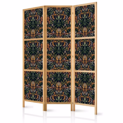 Paravent japonais – Ornements baroques patinés dorés et bruns  Motif rétro