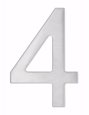 Chiffre 4 adhésif, inox, H.76mm – THIRARD