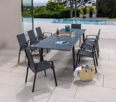 Ensemble table de jardin en aluminium et 8 assises –  nairobinea – ozalide