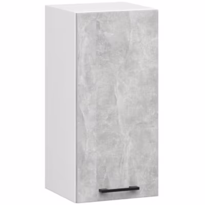 Meuble de cuisine suspendue : 1 porte, 2 étagères, blanc / béton, 30 x 58 x 30 cm