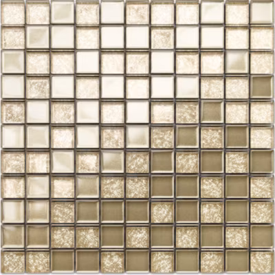 Mosaïque en verre sur filet pour salle de bain ou cuisine 30 cm x 30 cm – Golden sunshine