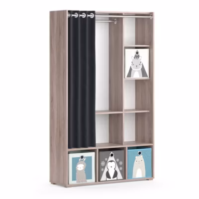 Vicco Armoire pour enfants Sonoma 38×178.1cm avec boîtes pliantes (grises)