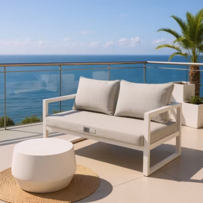 Coussins pour salon de jardin déhoussable 120x60cm – Turquoise Chiné