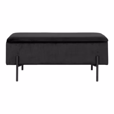 Banc avec Rangement Watford, Noir, Polyester, 36,5x95x46 cm, Seven Design