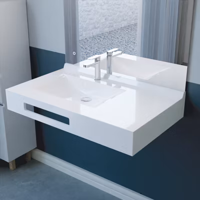 Vasque suspendue EVIDENCE 90 cm déporté à gauche – Blanc