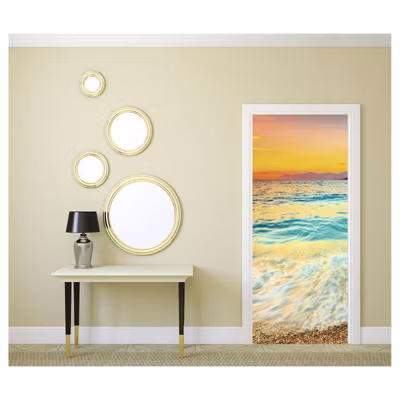 Poster de porte ADRIATIQUE coucher de soleil sur la mer 85 x 205 cm – Sticker préencollé