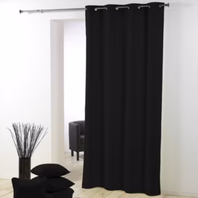 Rideau essentiel uni à oeillets (140×280 cm – Noir)