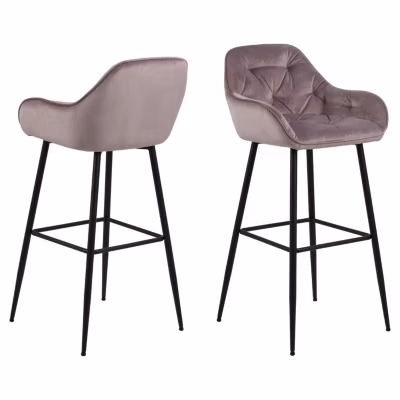 Lot de 2 chaises de bar rembourrées en velours avec accoudoirs FLORIE