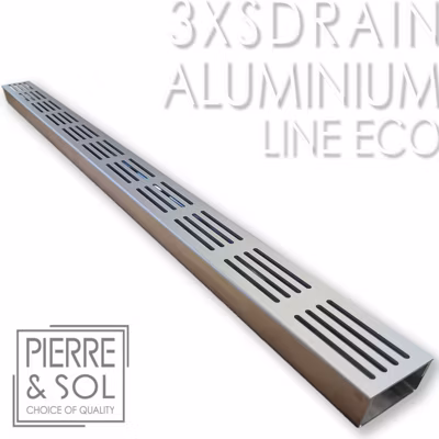Caniveau Inox Hauteur 3,5 cm – 3XSDRAIN EASY Grille aluminium – LINE ECO –       Caniveau de 50 cm