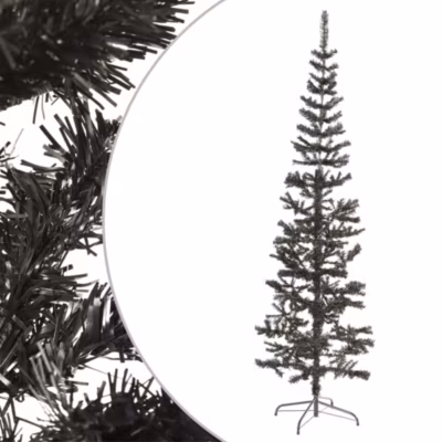 Sapin de Noël étroit Noir 180 cm vidaXL