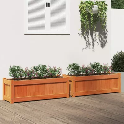 Jardinières 2 pcs,Lot de 2 Pot de fleur,Bac à fleurs cire marron bois de pin massif 233485