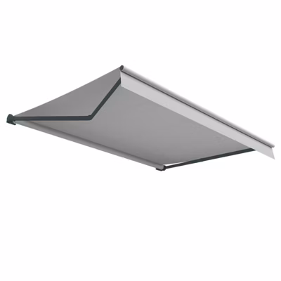 Store banne loggia LUPA Lambrequin inclus (Manuelle – Gris Anthracite – Gris clair – 5.00m x 3.00m)