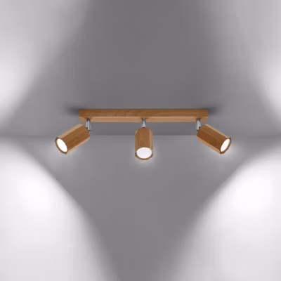 Plafonnier en bois 3 ampoules 3000K – 45x5x20cm Sollux