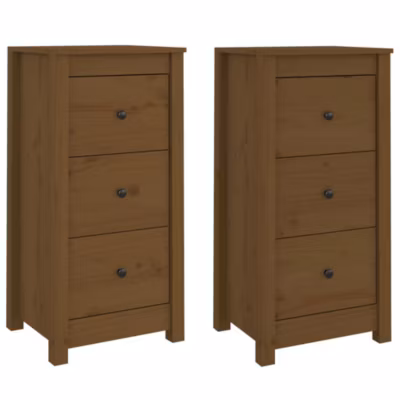 vidaXL 2x Buffets Armoires Latérales Organisateurs de Maison Meubles de Rangement Salon Intérieur Marron Miel 40x35x80 cm 813746