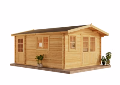 Abri de jardin Justine Alpholz, 4x55m dim ext (cas échéant incl débord de toit) naturel, épaisseur paroi : 28mm, 22m² superficie t