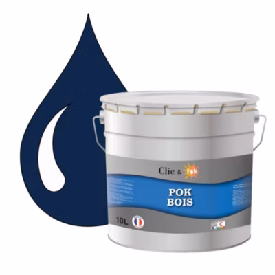 Peinture extérieure bois – Résistante aux intempéries POK BOIS – 10L – RAL 5010 – Bleu Gentiane – Clic & Pok