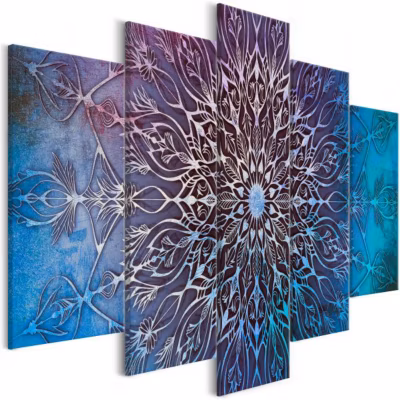 Tableau Zen Center (5 Parts) Wide Blue 100×50 cm