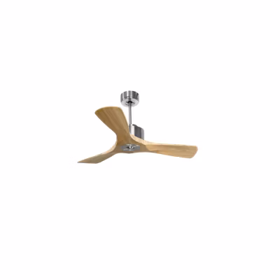 Modulo Regular Ring  – Super destratificateur et ventilateur DC 106 cm chrome pales bois clair sans Lumière  15 à 20 m²