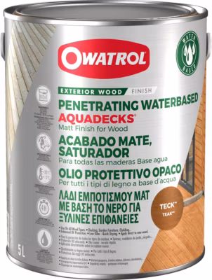 Saturateur bois à l&rsquo;eau Owatrol AQUADECKS Teck (ow35) 5 litres