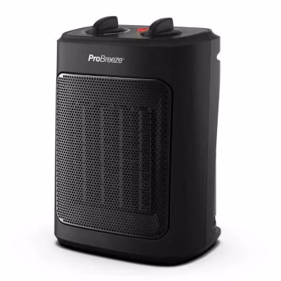 Radiateur soufflant mobile vertical noir 2000 W H. 23.1 cm – pro breeze
