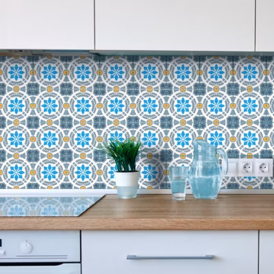 Sticker Mural Carrelage adhésif Cuisine Salle de Bain – 24 STICKERS CARREAUX DE CIMENT AZULEJOS ARRUDA – 24stickers15x15cm