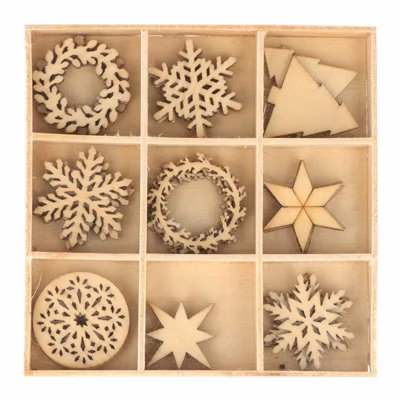 27 mini décorations en bois – Merry Christmas