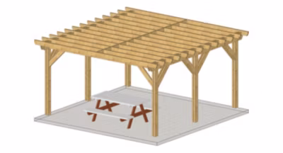 Carport pergola indépendante 650cmx300cm Bois DOUGLAS Français label PEFC (Charpente-Auvent – Abri terrasse) surface 1950 m²